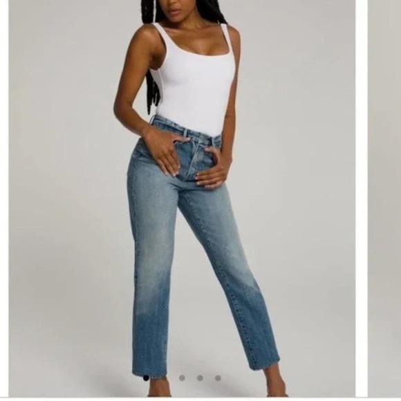 Good American Vintage High Rise Straight Leg Denim Jeans Women's Size 4/27 NWT